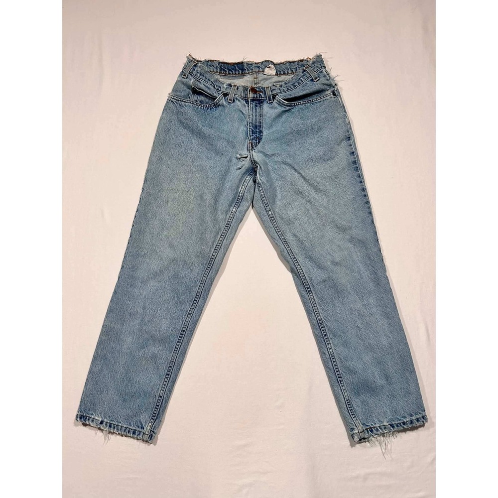 Levis 550 Relaxed Fit Orange Tab Vintage Distressed Light Wash Jeans 33x28 Husky